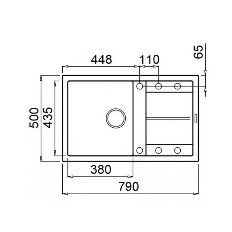 Chiuveta granit Elleci Unico 300, Titanium M73, 790 x 500 mm, reversibila