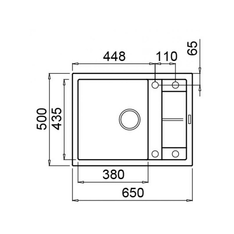 Chiuveta granit Elleci Unico 125, Titanium M73, 650 x 500 mm, reversibila