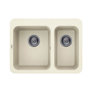 Chiuveta granit Elleci Fox 330, Bianco Antico G62, 705 x 532 mm, doua cuve