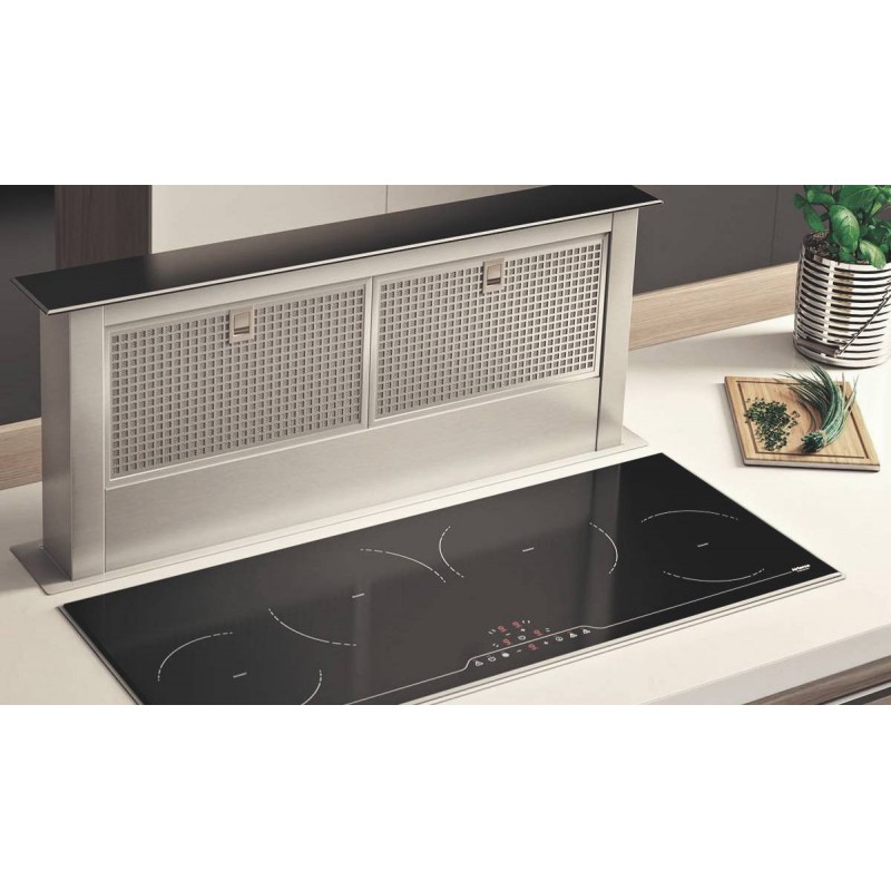 Plita cu aspiratie integrata Airforce Integra Downdraft, 4 zone de gatit, Touch Control, Timer, Booster, 700 mc/h, Negru
