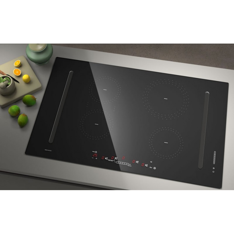 Plita cu aspiratie integrata La Cottura HW8S48CN, 4 zone de gatit, Touch Slider, Timer, Booster, 700 mc/h, Negru