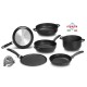Tigaie adanca Olympia Supreme, 28 cm, multistratificata, aluminiu special pentru alimente, invelis cu titan antiaderent, negru