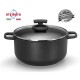 Oala Olympia Supreme, 28 cm, multistratificata, aluminiu special pentru alimente, invelis cu titan antiaderent, negru