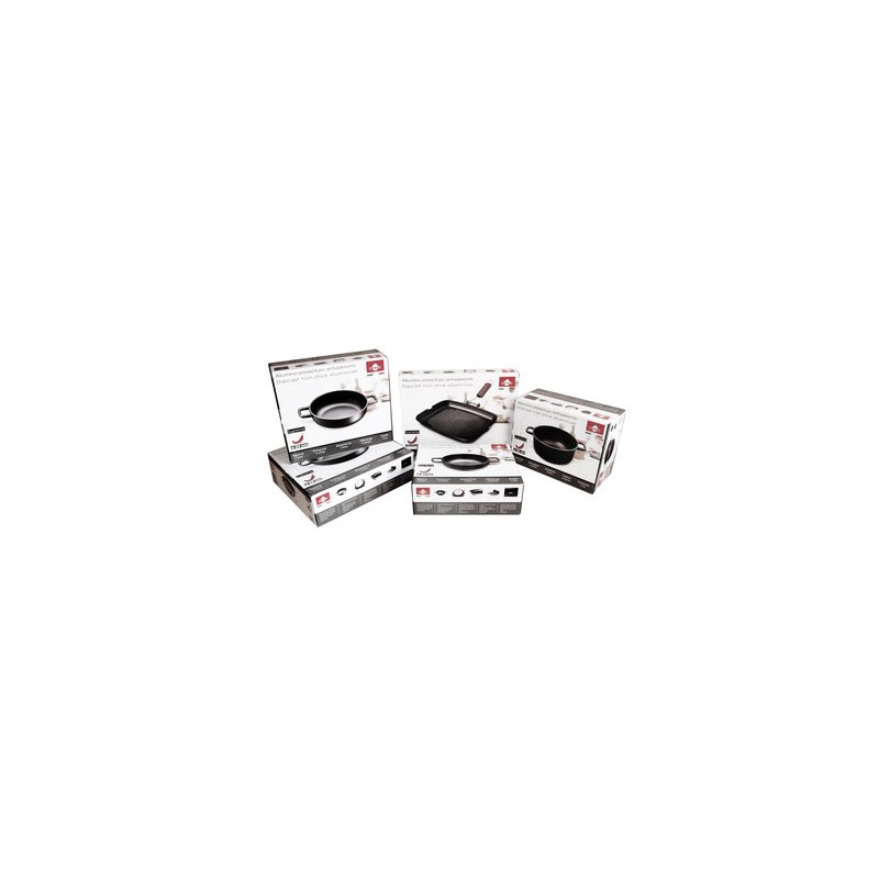 Gratar Olympia Supreme, 26 x 36 cm, multistratificat, aluminiu special pentru alimente, invelis cu titan antiaderent, negru