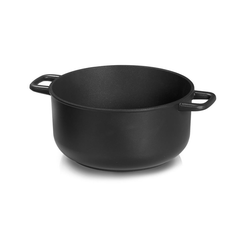 Oala Olympia Supreme, 24 cm, multistratificata, aluminiu special pentru alimente, invelis cu titan antiaderent, negru