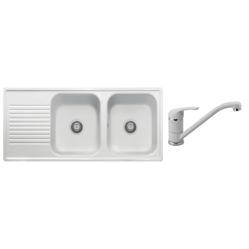 Set Smart Italia chiuveta Futura 116.20 + Baterie Quarmix, Milk White UG58