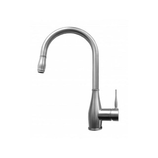 Baterie bucatarie Elleci Neva, Inox, monocomanda, cartus ceramic, dus extractibil