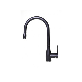 Baterie bucatarie Elleci Neva, Full Black G40, monocomanda, cartus ceramic, dus extractibil