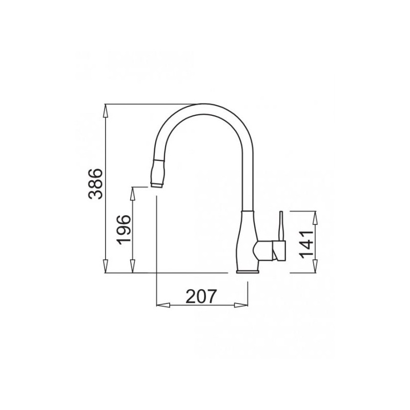 Baterie bucatarie Elleci Neva, Bianco G68, monocomanda, cartus ceramic, dus extractibil
