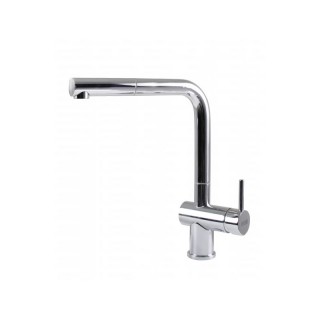 Baterie bucatarie Elleci Stream Plus, Crom, monocomanda, cartus ceramic, dus extractibil