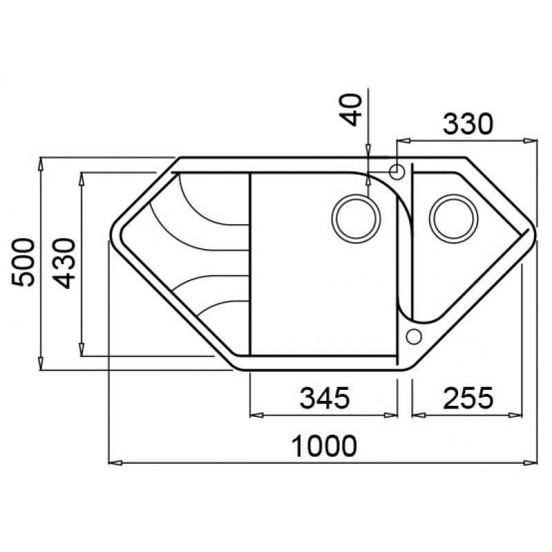 Chiuveta granit Elleci Ego Corner, Tortora G43, 1000 x 500 mm, colt