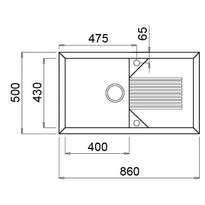 Chiuveta granit Elleci Tekno 400, Tortora G43, 860 x 500 mm, reversibila