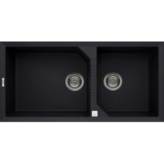 Chiuveta granit Elleci Tekno 490, Full Black G40, 1000 x 500 mm, reversibila