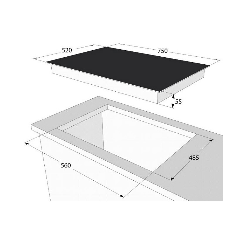 Plita pe gaz La Cottura 75 cm GX7KF53C, 5 arzatoare, gratar fonta, inox