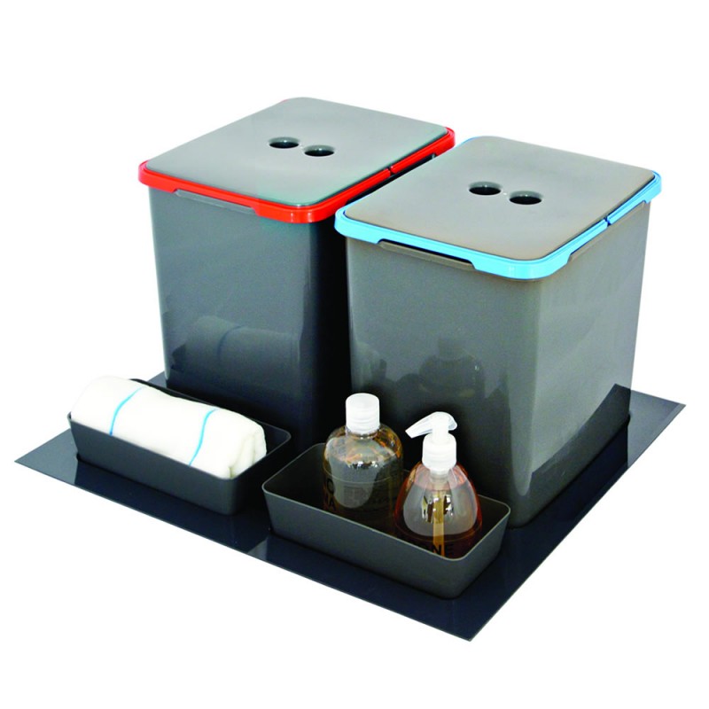 Cos de gunoi selectiv Merill Elegans 600 pentru sertar de 60 cm, 32 l, H 300 mm, 2 cosuri x 16 l