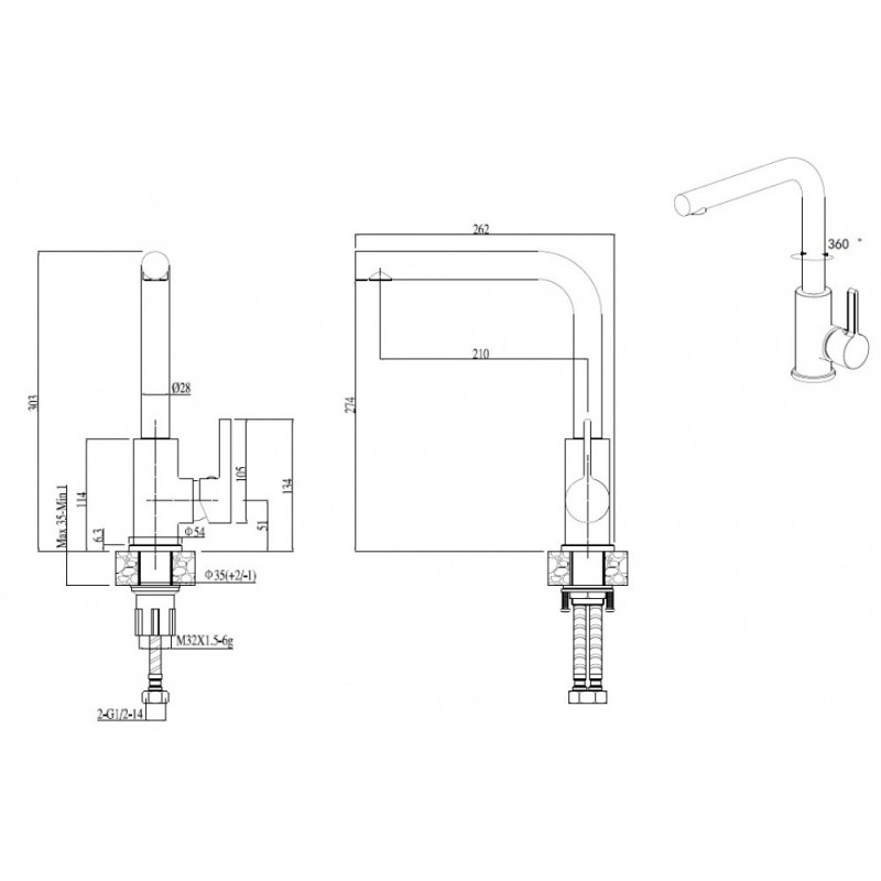 Set Elleci chiuveta Quadra 105 + Baterie S01, Bianco Antico G62