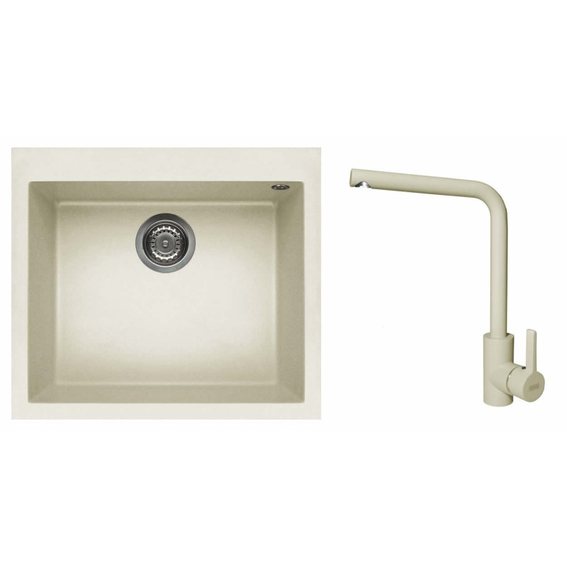 Set Elleci chiuveta Quadra 105 + Baterie S01, Bianco Antico G62