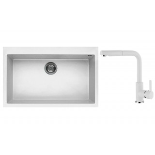 Set Elleci chiuveta Quadra 130 + Baterie C02, Bianco Titano G68