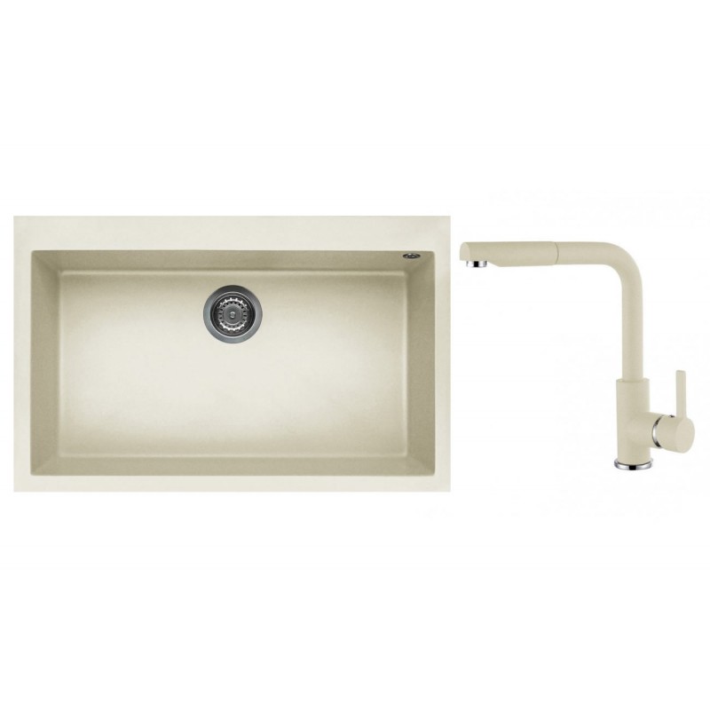 Set Elleci chiuveta Quadra 130 + Baterie C02, Bianco Antico G62