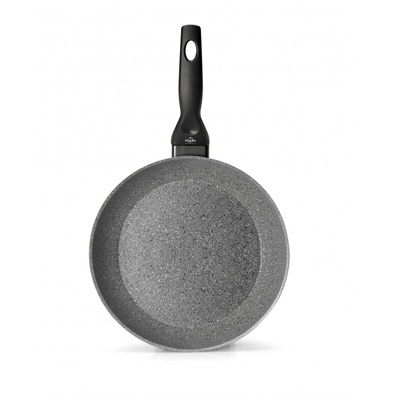 Tigaie Olympia Rocker Plus, 28 cm, multistratificata, aluminiu special pentru alimente, cu particule minerale, gri, inductie