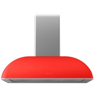 Hota de perete Smart Fix Retro BOCR904/R, 90 cm, putere de absorbtie 850 mc/h, Rosu / Inox