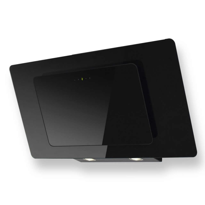 Hota de perete Ntair Variety Black 90 cm, putere de absorbtie 720 mc/h, Sticla neagra / Inox vopsit negru
