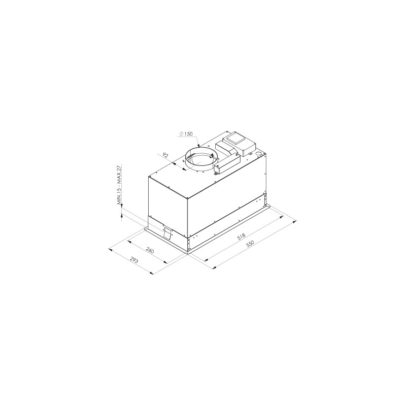 Hota incorporabila NTAIR GH30, 55 cm, putere de absorbtie 730 mc/h, inox