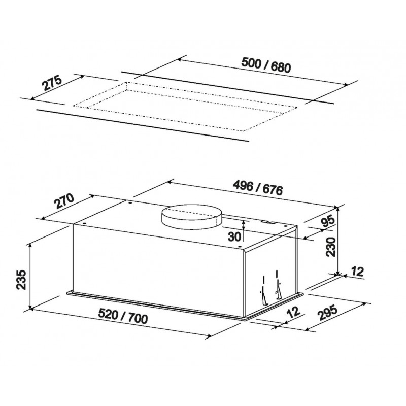 Hota incorporabila Creo Hit Line 52 cm, putere de absorbtie 480 mc/h, Touch Control, Telecomanda, Sticla neagra