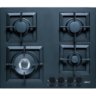 Plita pe gaz Elleci Plano 60 cm, 4 arzatoare, gratar fonta, Full Black G40
