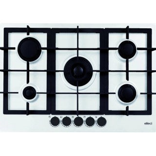 Plita pe gaz Elleci Plano Plus 75 cm, 5 arzatoare, gratar fonta, White K96