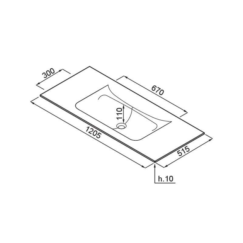 Chiuveta baie / Lavoar cu blat Elleci Vivo 120, 1205 x 487 mm, finisaj Duratek, culoare DBK Black