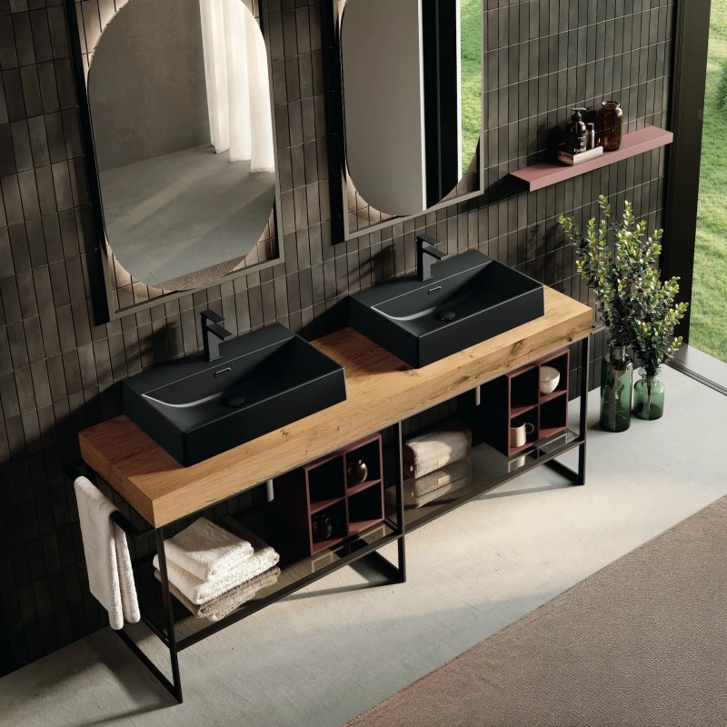 Chiuveta baie / Lavoar pe blat Elleci Puro T 60, 600 x 400 mm, finisaj Duratek, culoare DBK Black