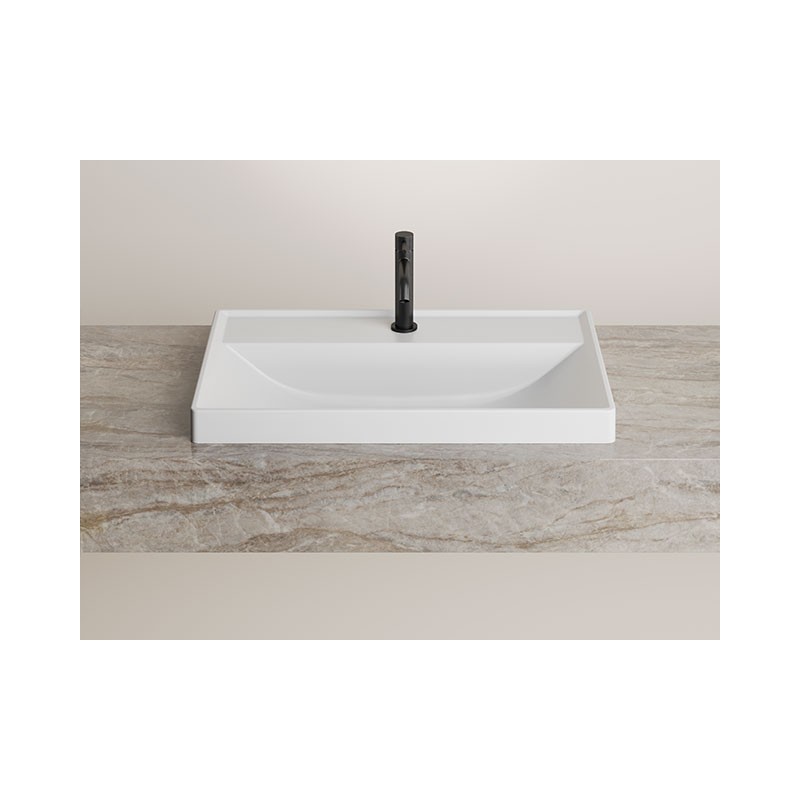 Chiuveta baie / Lavoar semi-incastrat Elleci Puro D 80, 800 x 400 mm, finisaj Duratek, culoare DWH White