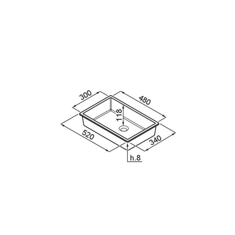 Chiuveta baie / Lavoar incorporabil Elleci Intenso Quadro 48, 520 x 340 mm, finisaj Duratek, culoare DWH White