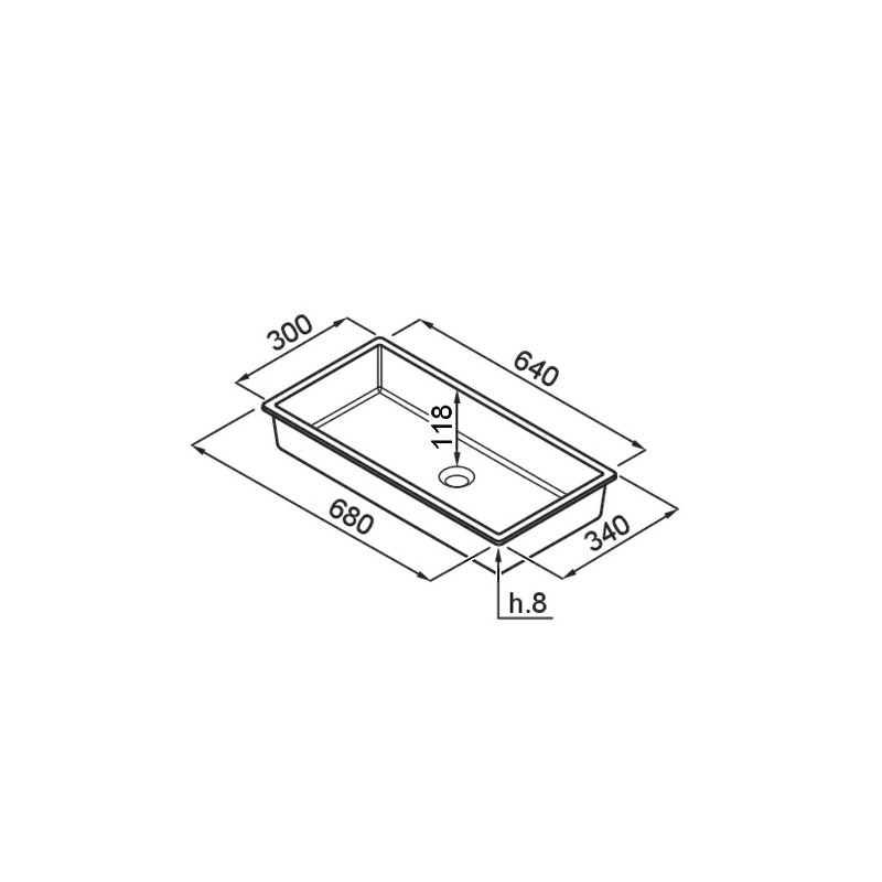 Chiuveta baie / Lavoar incorporabil Elleci Intenso Quadro 64, 680 x 340 mm, finisaj Duratek, culoare DWH White