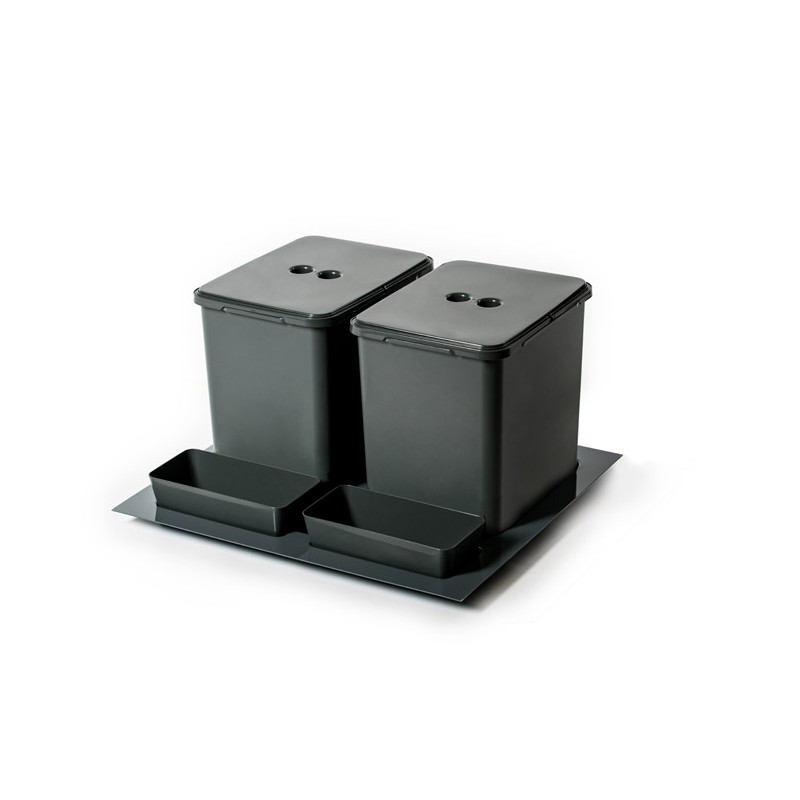 Cos de gunoi selectiv Merill Elegans 600 pentru sertar de 60 cm, 32 l, H 300 mm, 2 cosuri x 16 l