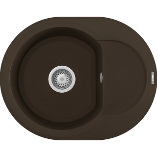 Chiuveta granit Elleci Easy Round 600, Espresso G78, 600 x 470 mm, cuva reversibila