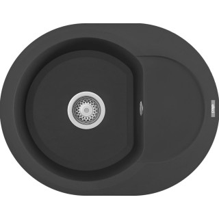 Chiuveta granit Elleci Easy Round 600, Antracite G59, 600 x 470 mm, cuva reversibila