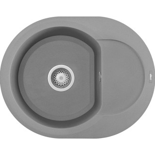 Chiuveta granit Elleci Easy Round 600, Cemento G48, 600 x 470 mm, cuva reversibila