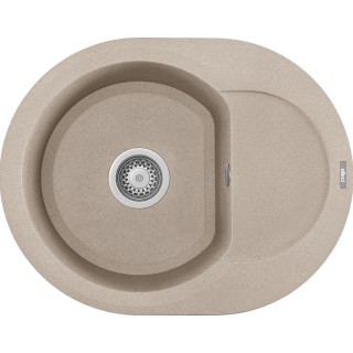 Chiuveta granit Elleci Easy Round 600, Avena G51, 600 x 470 mm, cuva reversibila