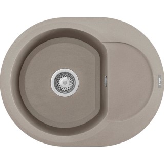 Chiuveta granit Elleci Easy Round 600, Tortora G43, 600 x 470 mm, cuva reversibila