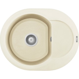 Chiuveta granit Elleci Easy Round 600, Bianco Antico G62, 600 x 470 mm, cuva reversibila