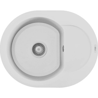 Chiuveta granit Elleci Easy Round 600, Bianco G68, 600 x 470 mm, cuva reversibila