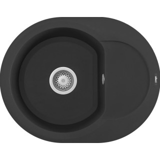 Chiuveta granit Elleci Easy Round 600, Full Black G40, 600 x 470 mm, cuva reversibila