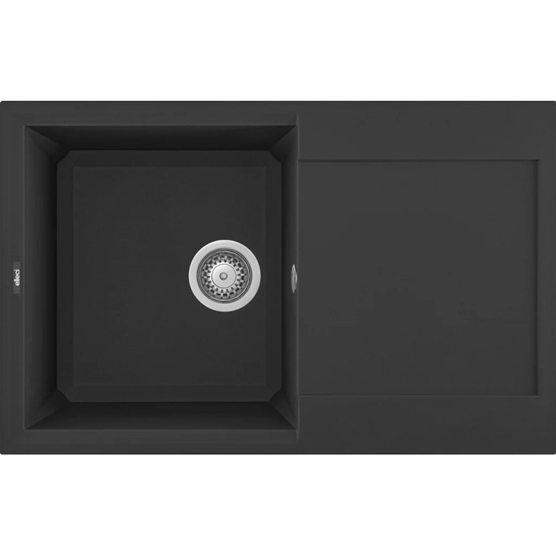 Chiuveta granit Elleci Easy 300, Full Black G40, 790 x 500 mm, cuva reversibila