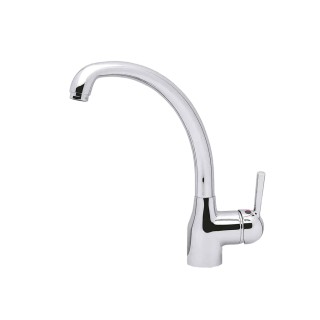 Baterie bucatarie Elleci Po, Crom, monocomanda, cartus ceramic