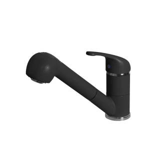 Baterie bucatarie Elleci Venere, Full Black G40, monocomanda, cartus ceramic, dus extractibil