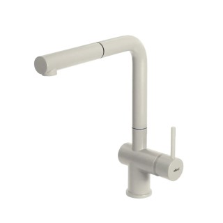 Baterie bucatarie Elleci Stream Plus, Bianco Soft G39, monocomanda, cartus ceramic, dus extractibil