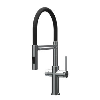 Baterie bucatarie Elleci Ventum Pure, Crom, apa purificata, comanda dubla, dus extractibil, cartus ceramic