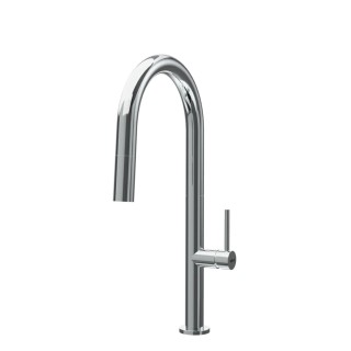 Baterie bucatarie Elleci Kai, Crom, monocomanda, dus extractibil, cartus ceramic